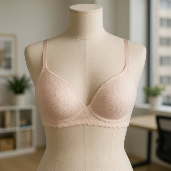 Frederick's of Hollywood Valerie Floral Lace Pink Contour Push Up Bra Sz 34C - Picture 1 of 9